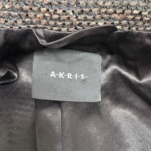 Akris Size 10 Blazer Jacket Wool Silk Blend Zipper Detail Tweed Fall Winter - Picture 6 of 16